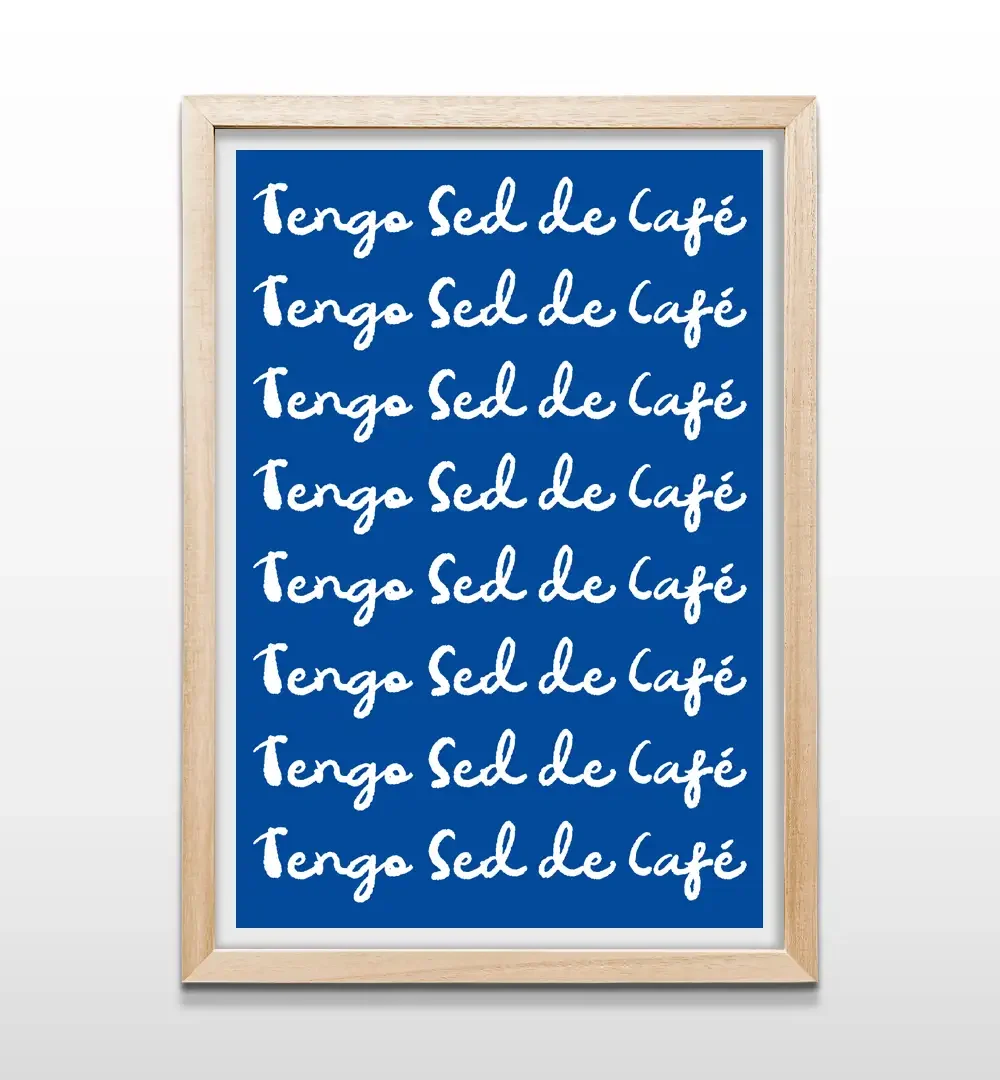 Cuadro tipográfico de café con marco de madera natural, arte de pared dinámico para decoración de cafeterías modernas, cocinas minimalistas y barras de coworking