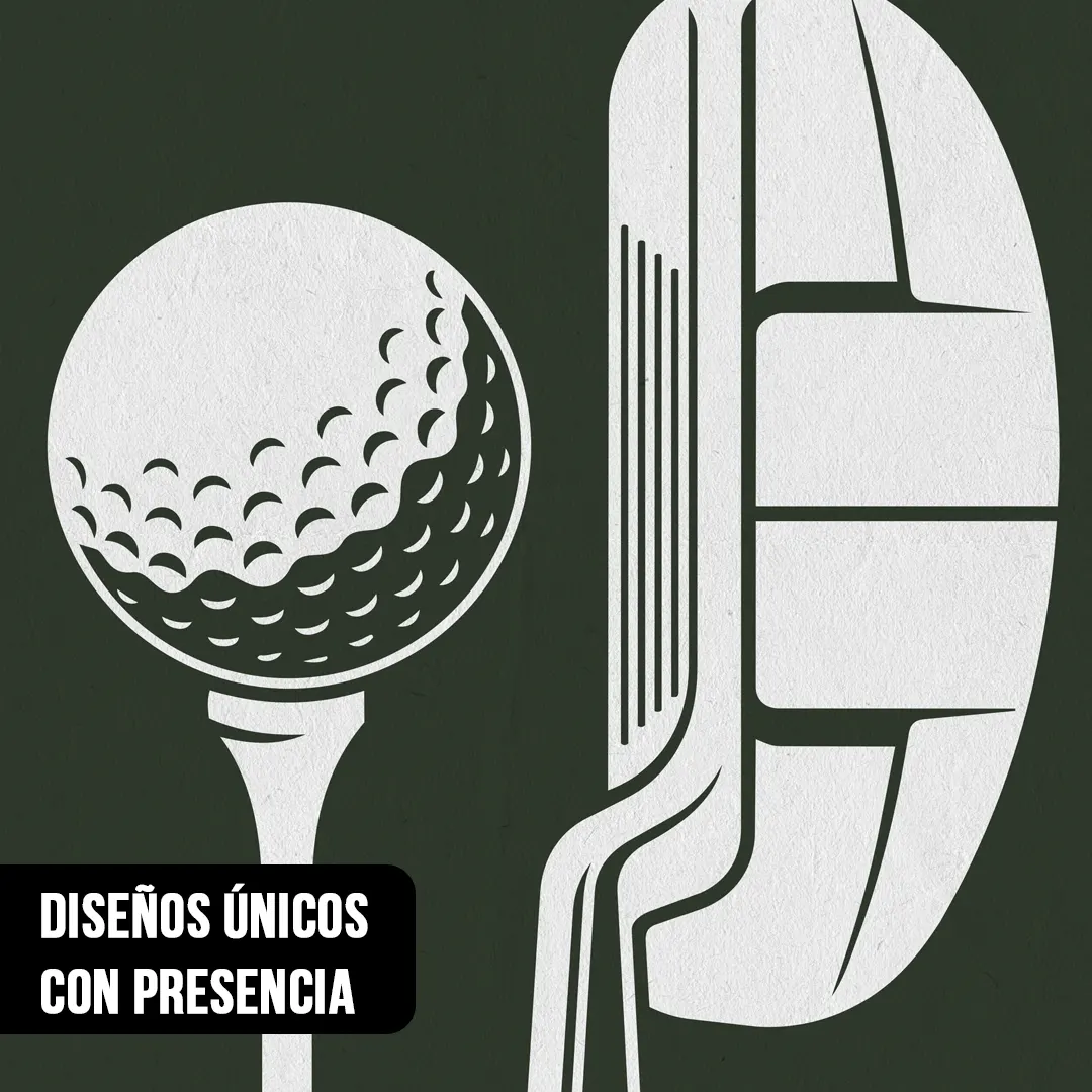 Primer plano de ilustración vectorial de pelota de golf sobre tee y palo putter en blanco sobre fondo verde